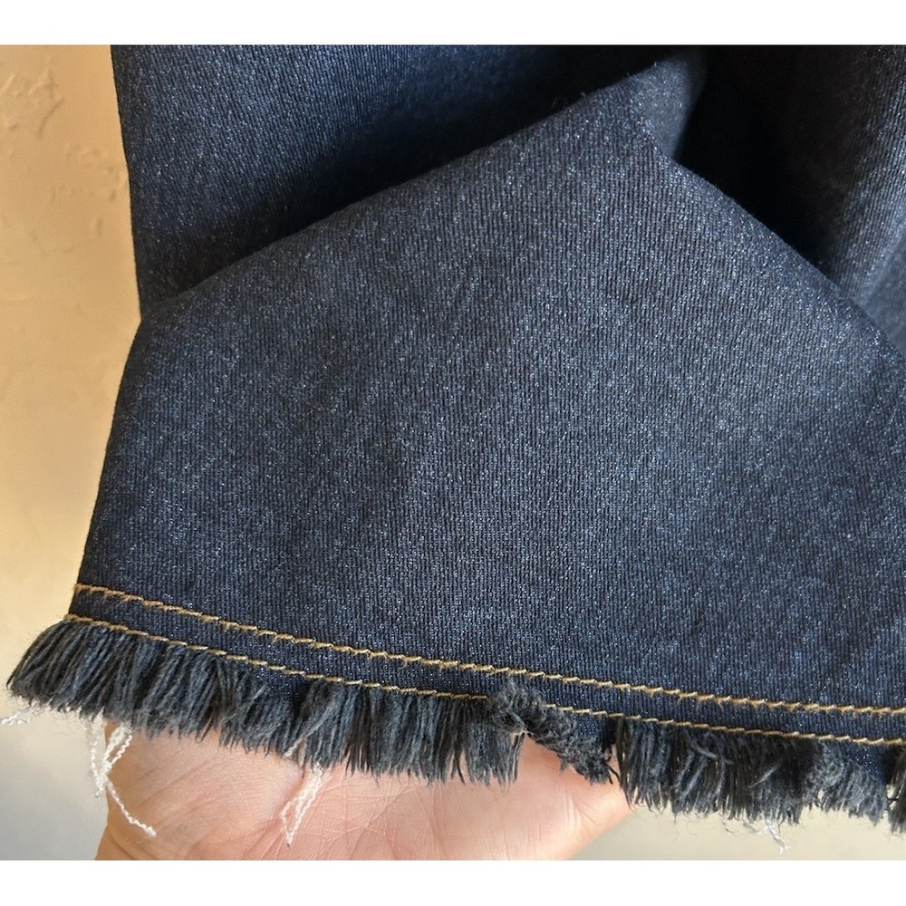 Y2K Denim Maxi Skirt 30 Raw Hem Pockets Grunge 2000s Edgy Streetwear Dark Wash - Picture 6 of 10